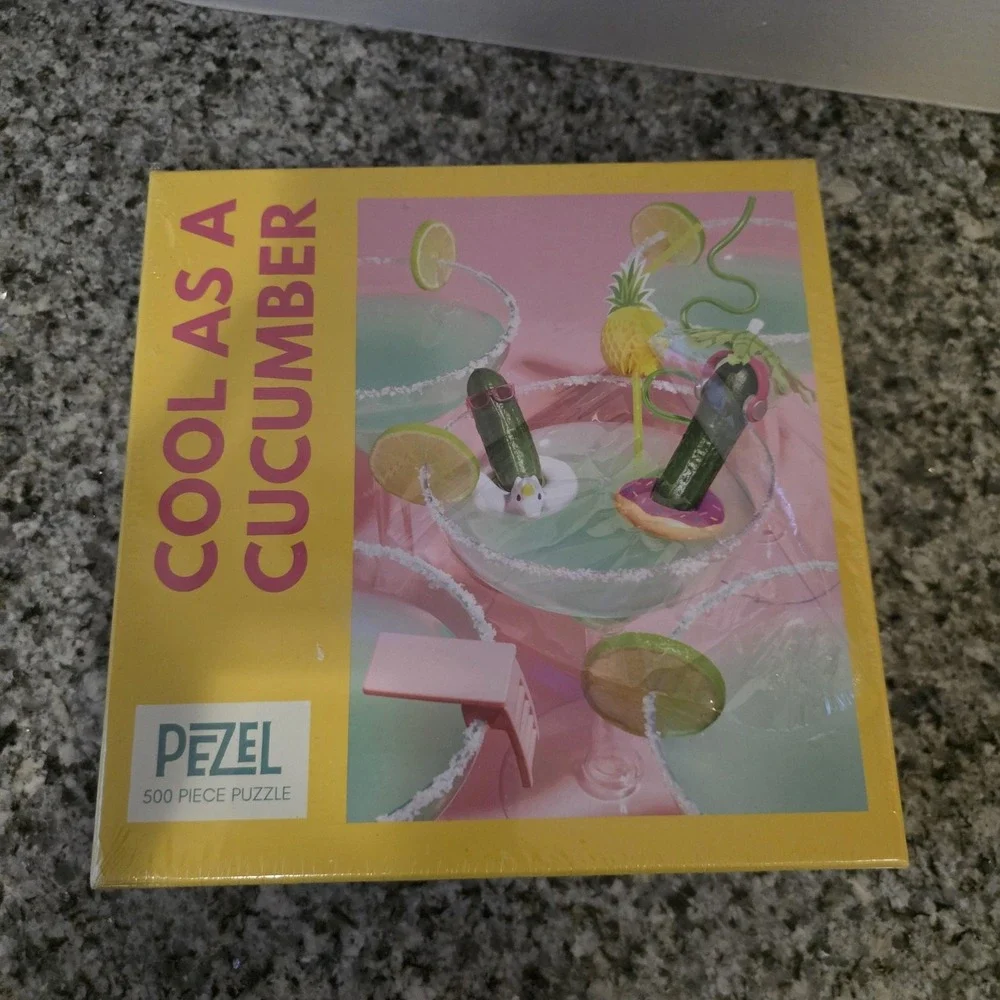 Pezel Cool As A Cucumber 500 Piece Jigsaw Puzzle Cocktail Scene Multi Color New